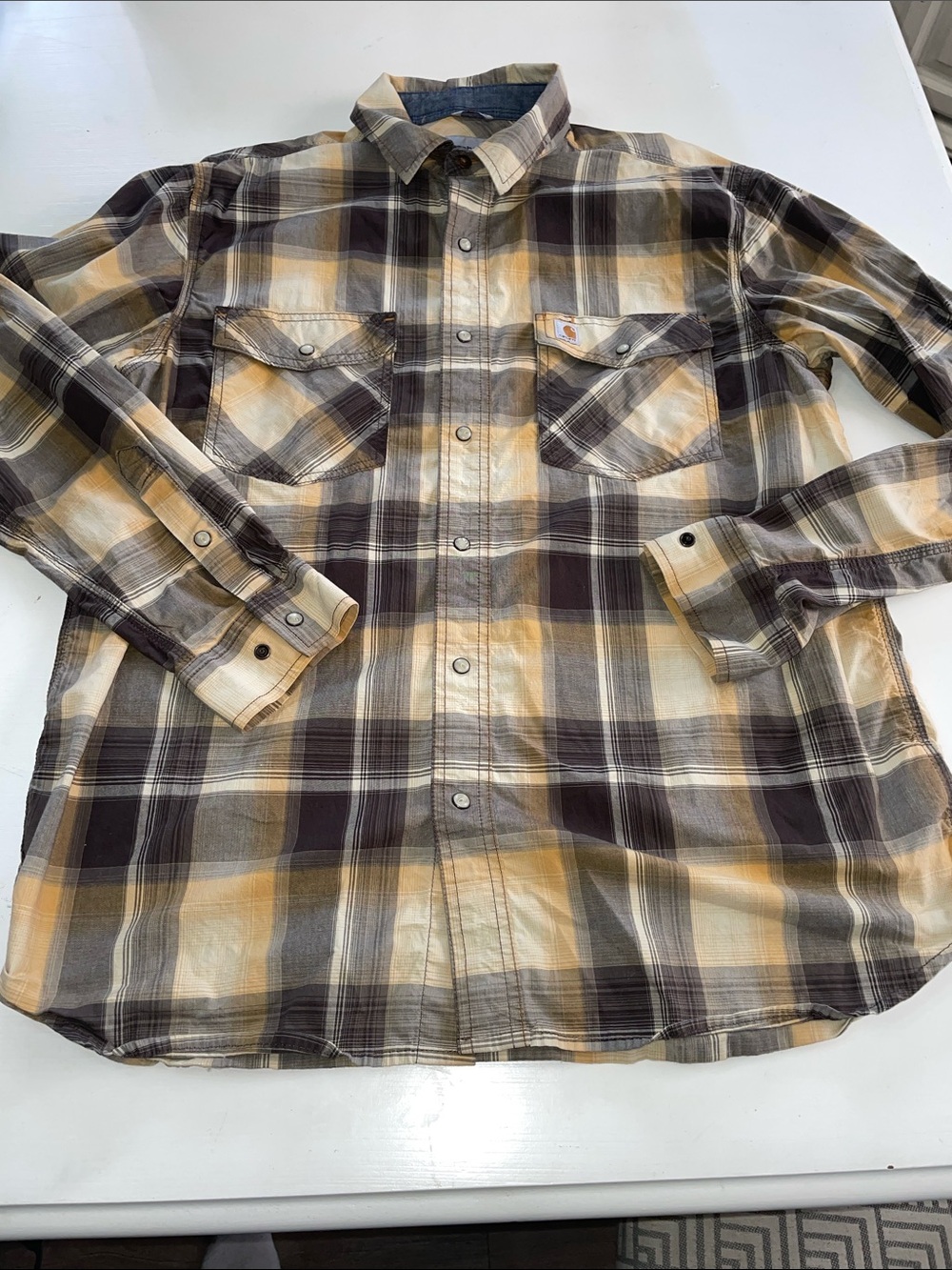 Carhartt western wear button down plaid shirt mens large